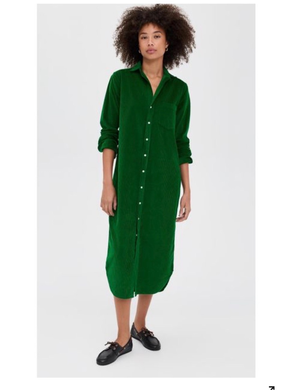 Frank & Eileen Women's Green Corduroy Shirt Dress size large.